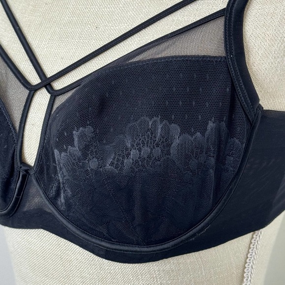 Understance Harper Smooth Lace Flexwire strappy soft cup bra 34D Black - Picture 3 of 8